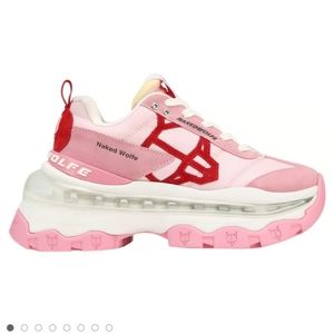 Naked Wolfe Pink Fighter Rose Trainers